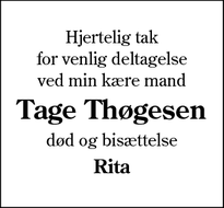 Taksigelsen for Tage Thøgesen - Rødekro
