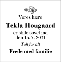 Dødsannoncen for Tekla Hougaard - Herning