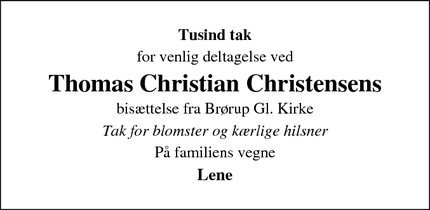 Taksigelsen for Thomas Christian Christensen - Vejen
