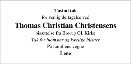 Taksigelsen for Thomas Christian Christensen - Vejen