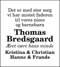 Dødsannoncen for Thomas
Bredsgaard - Aalborg