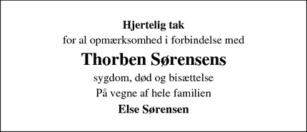 Taksigelsen for Thorben Sørensen - Bramming