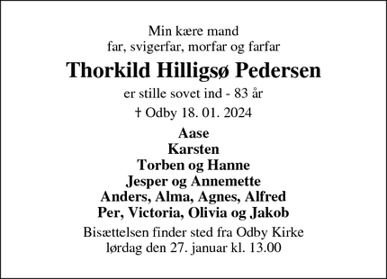 Dødsannoncen for Thorkild Hilligsø Pedersen - Skjern