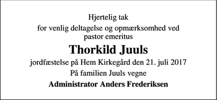 Taksigelsen for Thorkild Juuls - Hem, 9550 Mariager
