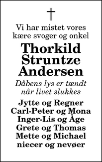 Dødsannoncen for Thorkild Struntze Andersen - Elling