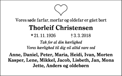 Dødsannoncen for Thorleif Christensen - Esbjerg