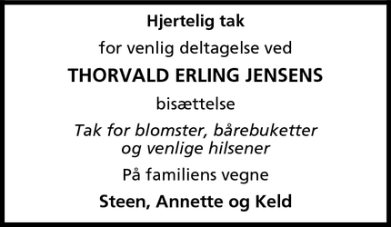 Taksigelsen for Thorvald Erling Jensen - Hvidovre