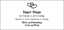 Dødsannoncen for Inger Stage - Nr. Bork 