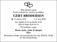 Dødsannoncen for GERT BRODERSEN - Skovlunde, Danmark