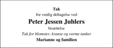 Dødsannoncen for Peter Jessen Juhlers - Hammelev