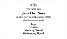 Dødsannoncen for Jens Chr. Noes - Sunds
