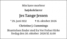 Dødsannoncen for  Jes Tange Jessen - armager