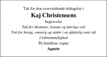Dødsannoncen for Kaj Christensen - Kjellerup