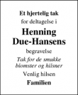 Dødsannoncen for Henning
Due-Hansen - Kastrup