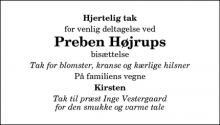 Dødsannoncen for Preben Højrup - Hjørring