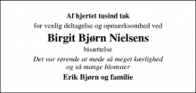 Dødsannoncen for Birgit Bjørn Nielsen - Frederikssund