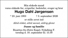 Dødsannoncen for Hugo Dahl J&oslash;rgensen - Nykøbing Falster