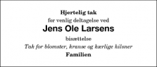 Dødsannoncen for Jens Ole Larsen - Stubbekøbing