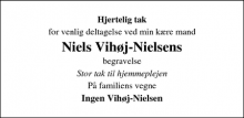 Dødsannoncen for  Niels Vihøj-Nielsen - Thise