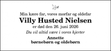 Dødsannoncen for Villy Husted Nielsen - Rakkeby