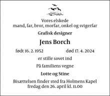Dødsannoncen for Jens Borch - København