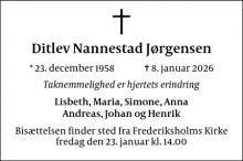 Dødsannoncen for Ditlev Nannestad J&oslash;rgensen - København