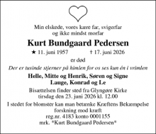 Dødsannoncen for Kurt Bundgaard Pedersen - Glyngøre