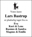 Dødsannoncen for Lars Bastrup - Sdr. Nissum
