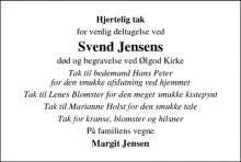 Dødsannoncen for Svend Jensen - Varde