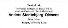 Dødsannoncen for Anders Stentebjerg-Olesen - Sakskøbing