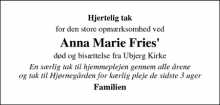 Dødsannoncen for Anna Marie Fries - Tønder