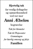 Dødsannoncen for Anni Æbelø - Tinglev