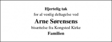 Dødsannoncen for Arne Sørensen - Rønnede