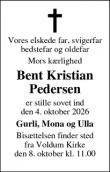 Dødsannoncen for Bent Kristian Pedersen - Hadsten