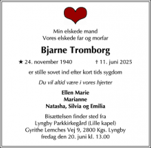 Dødsannoncen for Bjarne Tromborg - 2830 Virum