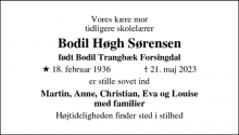 Dødsannoncen for Bodil Høgh Sørensen - Kalundborg