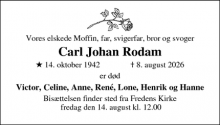 Dødsannoncen for Carl Johan Rodam - Odense