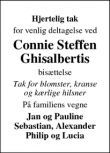 Dødsannoncen for Connie Steffen
Ghisalberti - Dragør