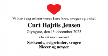 Dødsannoncen for Curt H&oslash;jriis Jensen - Glyngøre