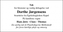 Dødsannoncen for Dorthe J&oslash;rgensen - Holstebro
