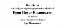 Dødsannoncen for Egon Høyer Rasmussens - Langeskov