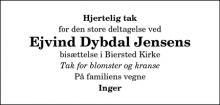 Dødsannoncen for Ejvind Dybdal Jensen - Vadum