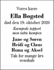 Dødsannoncen for Ella B&oslash;gsted - Herning