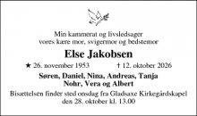Dødsannoncen for Else Jakobsen - Gladsaxe