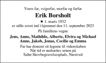 Dødsannoncen for Erik Borsholt - Brøndby