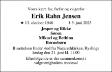 Dødsannoncen for Erik Rahn Jensen - Ryslinge