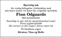 Dødsannoncen for Finn Odgaard - Fjerritslev