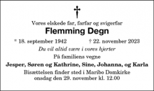 Dødsannoncen for Flemming Degn - Odder