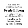 Dødsannoncen for Frede Bilberg - Tarm