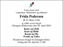 Dødsannoncen for Frida Pedersen - Glyngøre
